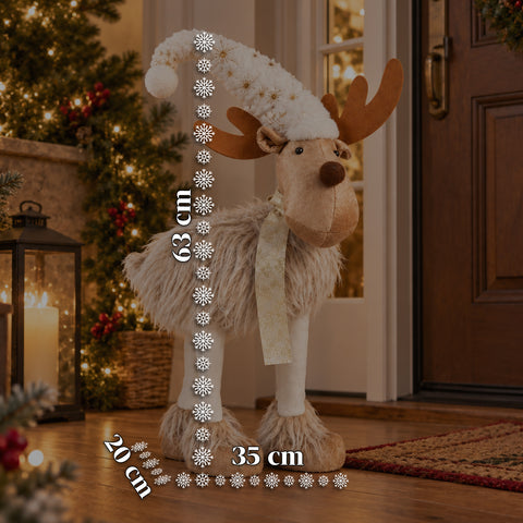 Renna Natalizia Grande 63 cm in Peluche Morbido – Decorazione Natale con Zampe Appesantite | 4 Colori