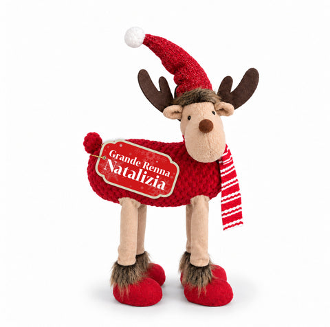 Renna Natalizia Grande 63 cm in Peluche Morbido – Decorazione Natale con Zampe Appesantite | 4 Colori
