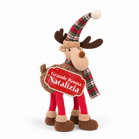 Renna Natalizia Grande 63 cm in Peluche Morbido – Decorazione Natale con Zampe Appesantite | 4 Colori