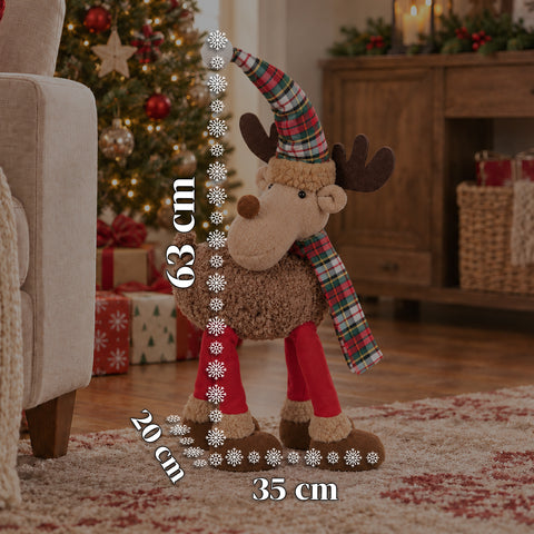 Renna Natalizia Grande 63 cm in Peluche Morbido – Decorazione Natale con Zampe Appesantite | 4 Colori
