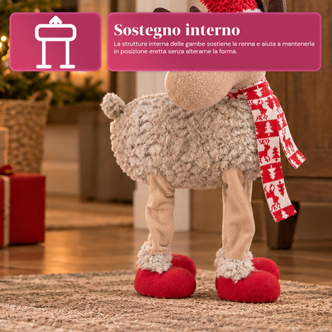 Renna Natalizia Grande 63 cm in Peluche Morbido – Decorazione Natale con Zampe Appesantite | 4 Colori