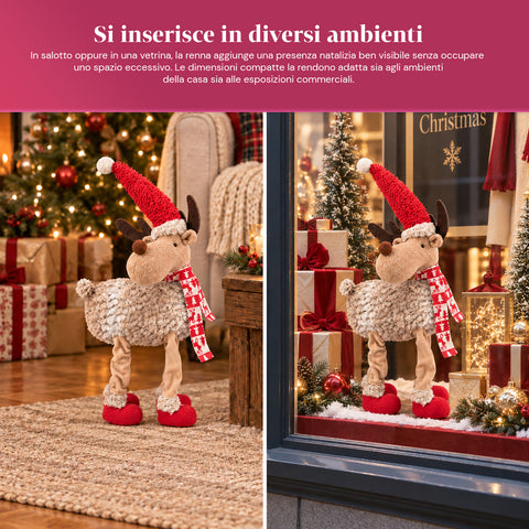 Renna Natalizia Grande 63 cm in Peluche Morbido – Decorazione Natale con Zampe Appesantite | 4 Colori