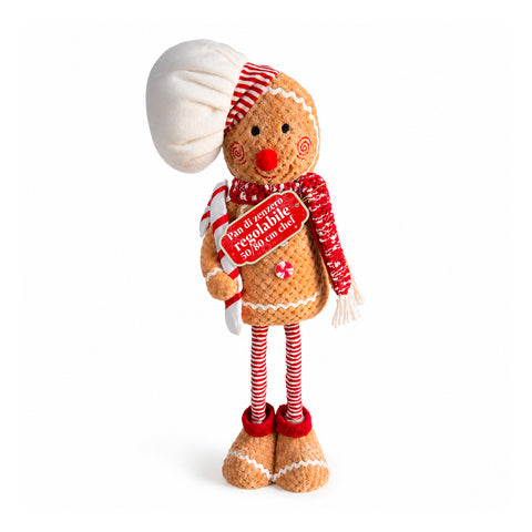 Pupazzo Pan di Zenzero Natalizio Espandibile 50-80 cm, Decorazione Natale in Peluche con Gambe Telescopiche, 2 Varianti