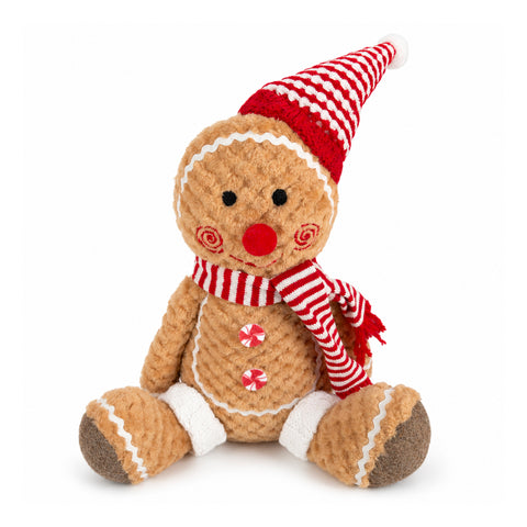 Pupazzo Ginger Pan di Zenzero in Peluche 30 e 40 cm – Decorazione Natalizia con Cappello da Chef o Berretto Natalizio