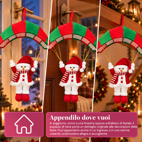 Paracadute Natalizio da Appendere 80 cm con Personaggio di Natale 4 personaggi