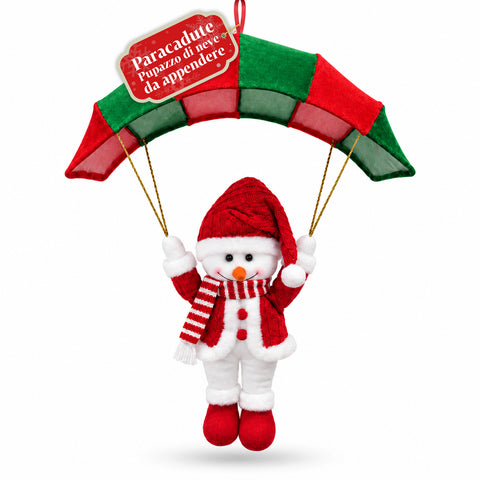 Paracadute Natalizio da Appendere 80 cm con Personaggio di Natale 4 personaggi