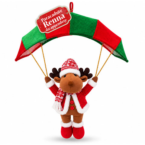 Paracadute Natalizio da Appendere 80 cm con Personaggio di Natale 4 personaggi