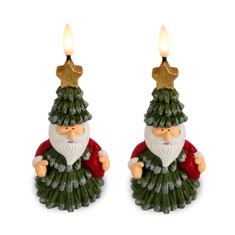 Candela Natalizia LED a Batteria in 3 Varianti – Babbo Natale con Albero, Orsetto e Viso Orso, Fiamma Effetto Reale, Decorazione Natale