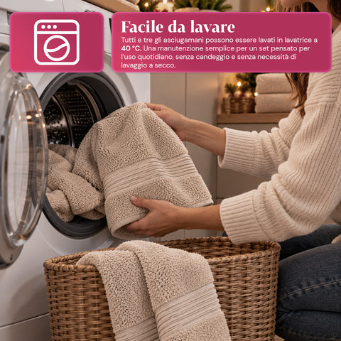 Set 3 Asciugamani in 100% Cotone – Tris Bagno con Telo 90x140, Asciugamano 60x100 e Ospite 40x60 cm, Morbidi e Assorbenti, 6 Colori