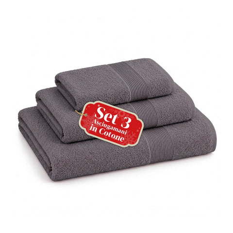 Set 3 Asciugamani in 100% Cotone – Tris Bagno con Telo 90x140, Asciugamano 60x100 e Ospite 40x60 cm, Morbidi e Assorbenti, 6 Colori
