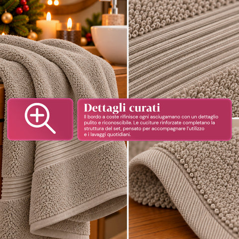 Set 3 Asciugamani in 100% Cotone – Tris Bagno con Telo 90x140, Asciugamano 60x100 e Ospite 40x60 cm, Morbidi e Assorbenti, 6 Colori