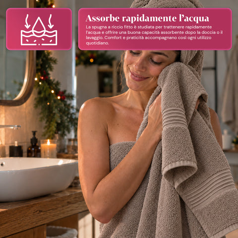 Set 3 Asciugamani in 100% Cotone – Tris Bagno con Telo 90x140, Asciugamano 60x100 e Ospite 40x60 cm, Morbidi e Assorbenti, 6 Colori