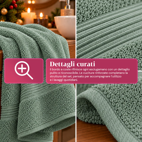 Set 3 Asciugamani in 100% Cotone – Tris Bagno con Telo 90x140, Asciugamano 60x100 e Ospite 40x60 cm, Morbidi e Assorbenti, 6 Colori
