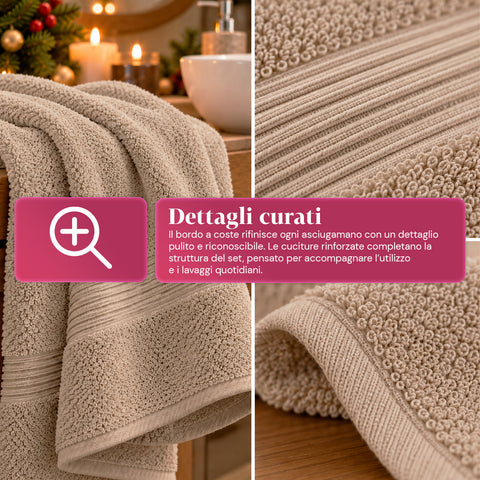 Set 3 Asciugamani in 100% Cotone – Tris Bagno con Telo 90x140, Asciugamano 60x100 e Ospite 40x60 cm, Morbidi e Assorbenti, 6 Colori