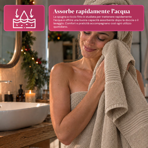 Set 3 Asciugamani in 100% Cotone – Tris Bagno con Telo 90x140, Asciugamano 60x100 e Ospite 40x60 cm, Morbidi e Assorbenti, 6 Colori