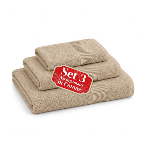 Set 3 Asciugamani in 100% Cotone – Tris Bagno con Telo 90x140, Asciugamano 60x100 e Ospite 40x60 cm, Morbidi e Assorbenti, 6 Colori