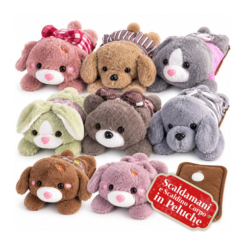 Scaldamani Peluche Elettrico con Borsa Termica Ricaricabile, 2 Tasche, Calore 4-5 Ore, Sfoderabile con Cerniera - Blind Box