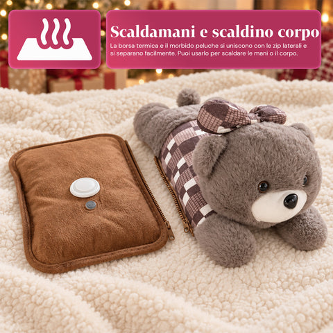 Scaldamani Peluche Elettrico con Borsa Termica Ricaricabile, 2 Tasche, Calore 4-5 Ore, Sfoderabile con Cerniera - Blind Box