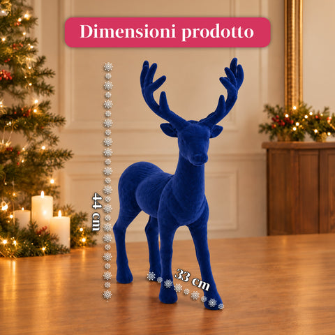 Cervo Decorativo 33x44h cm Effetto Velluto, Statuina Renna Design Moderno per Casa, Ufficio e Vetrine, Decorazione Natalizia, 6 Varianti Colore