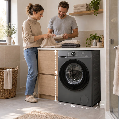 Lavatrice Carica Frontale 6 kg Classe A 1200 Giri/min, Slim 41 cm, Lavaggio a Vapore, Cestello a Nido d'Ape, Sicurezza Bambini, Bianco o Grigio
