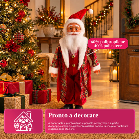 Babbo Natale con Luci e Musica, Statua Natalizia Decorativa 65-95-120 cm, Ornamento Luminoso a Batteria - Blind Box