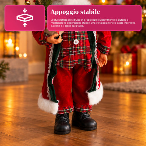 Babbo Natale con Luci e Musica, Statua Natalizia Decorativa 65-95-120 cm, Ornamento Luminoso a Batteria - Blind Box