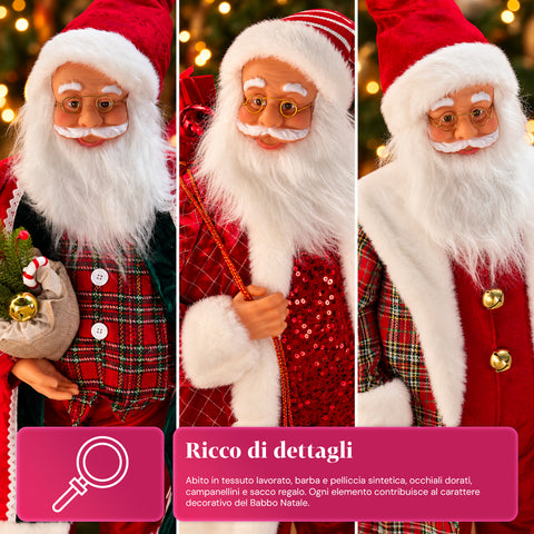 Babbo Natale con Luci e Musica, Statua Natalizia Decorativa 65-95-120 cm, Ornamento Luminoso a Batteria - Blind Box
