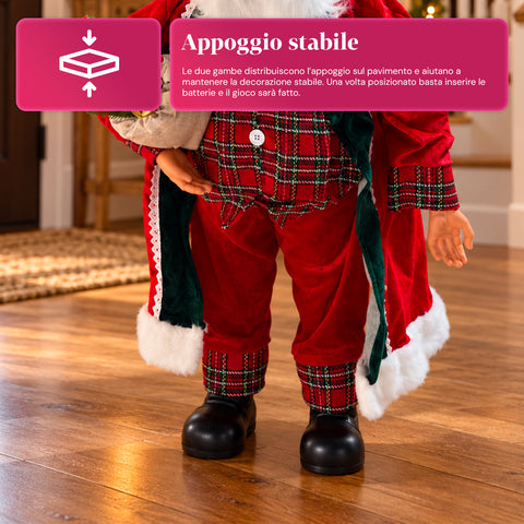 Babbo Natale con Luci e Musica, Statua Natalizia Decorativa 65-95-120 cm, Ornamento Luminoso a Batteria - Blind Box