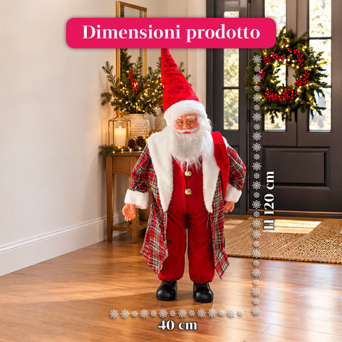 Babbo Natale con Luci e Musica, Statua Natalizia Decorativa 65-95-120 cm, Ornamento Luminoso a Batteria - Blind Box