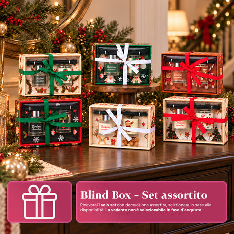 Set Profumatore per Ambienti con Diffusore a Bastoncini e Candela Profumata, Fragranze Natalizie, Cofanetto Regalo di Natale