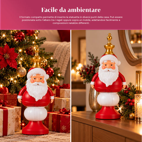 Statuetta Natalizia 35 cm in Resina, Decorazione Natale Babbo Natale, Soldatino Schiaccianoci e Orsetto, Rosso o Bianco, Interno Esterno