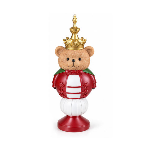 Statuetta Natalizia 35 cm in Resina, Decorazione Natale Babbo Natale, Soldatino Schiaccianoci e Orsetto, Rosso o Bianco, Interno Esterno