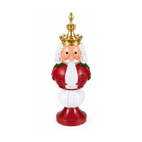 Statuetta Natalizia 35 cm in Resina, Decorazione Natale Babbo Natale, Soldatino Schiaccianoci e Orsetto, Rosso o Bianco, Interno Esterno
