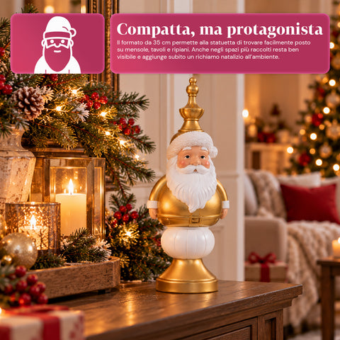 Statuetta Natalizia 35 cm in Resina, Decorazione Natale Babbo Natale, Soldatino Schiaccianoci e Orsetto, Rosso o Bianco, Interno Esterno