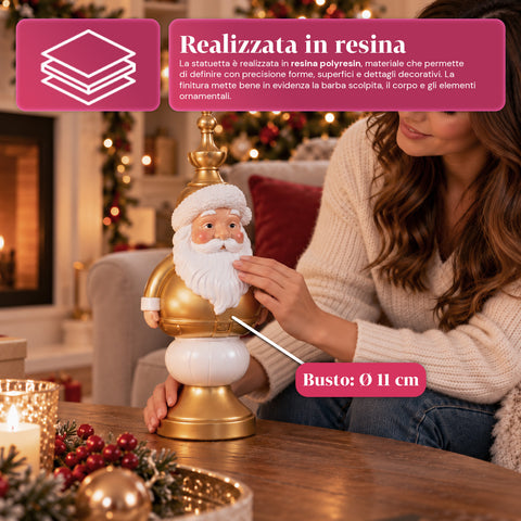 Statuetta Natalizia 35 cm in Resina, Decorazione Natale Babbo Natale, Soldatino Schiaccianoci e Orsetto, Rosso o Bianco, Interno Esterno