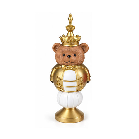 Statuetta Natalizia 35 cm in Resina, Decorazione Natale Babbo Natale, Soldatino Schiaccianoci e Orsetto, Rosso o Bianco, Interno Esterno
