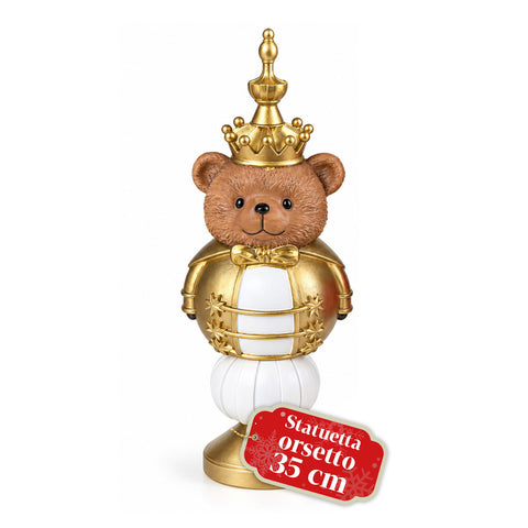 Statuetta Natalizia 35 cm in Resina, Decorazione Natale Babbo Natale, Soldatino Schiaccianoci e Orsetto, Rosso o Bianco, Interno Esterno