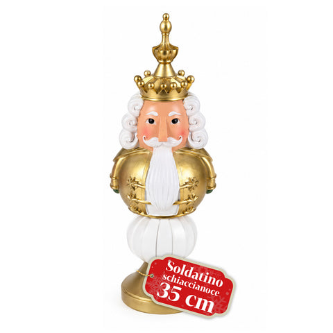 Statuetta Natalizia 35 cm in Resina, Decorazione Natale Babbo Natale, Soldatino Schiaccianoci e Orsetto, Rosso o Bianco, Interno Esterno
