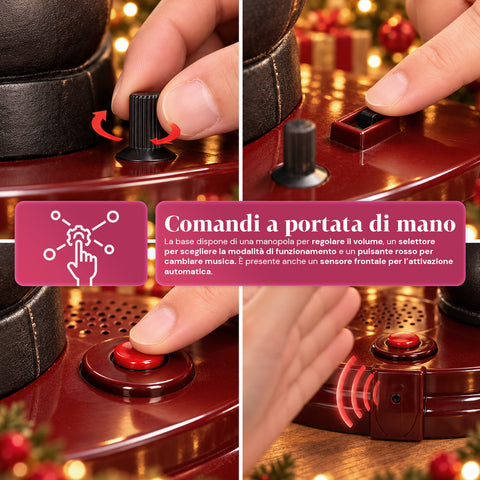 Babbo Natale Danzante 150 cm con Musica, Canto e Movimento - Decorazione Natalizia da Interno con Pulsante, Base 38 cm, Rosso