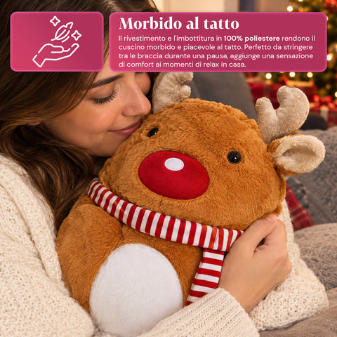 Cuscino Natalizio con Plaid 60x90 cm e Scaldamani 3 in 1, 3 personaggi disponibili
