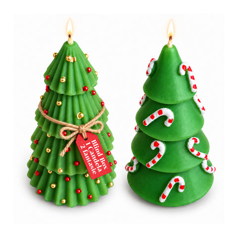 Candela albero di Natale 14 cm inodore in paraffina, decoro assortito