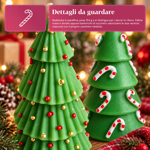 Candela albero di Natale 14 cm inodore in paraffina, decoro assortito