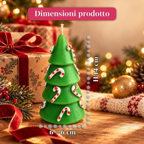 Candela albero di Natale 14 cm inodore in paraffina, decoro assortito