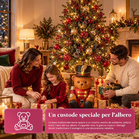 Base Albero di Natale Luminosa Orsetto Soldatino con LED, 56,5 cm