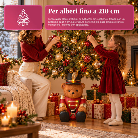 Base Albero di Natale Luminosa Orsetto Soldatino con LED, 56,5 cm