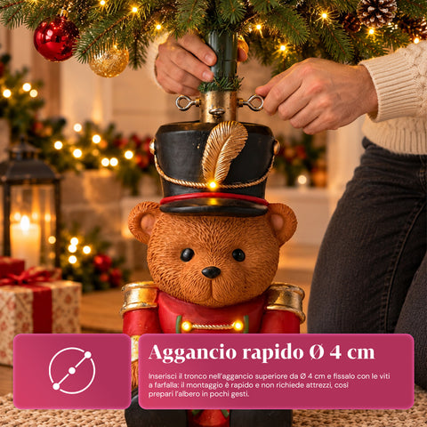 Base Albero di Natale Luminosa Orsetto Soldatino con LED, 56,5 cm