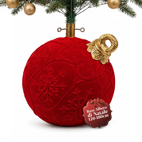 Base albero di Natale a forma di palla rossa Ø42 cm effetto velluto