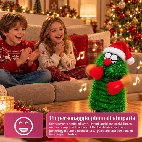 Albero di Natale Danzante 32 cm con Musica e Cappello Natalizio