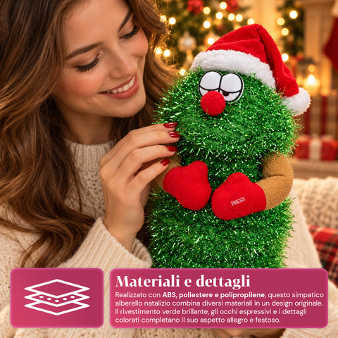 Albero di Natale Danzante 32 cm con Musica e Cappello Natalizio