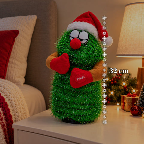 Albero di Natale Danzante 32 cm con Musica e Cappello Natalizio